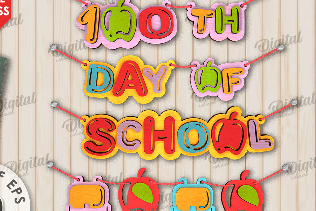 Intra απο ξύλο plywood 3mm-4mm πάχος 100th Days of School Δίασταση 30x20 cm INTRAFABR-111679203 - Image 6