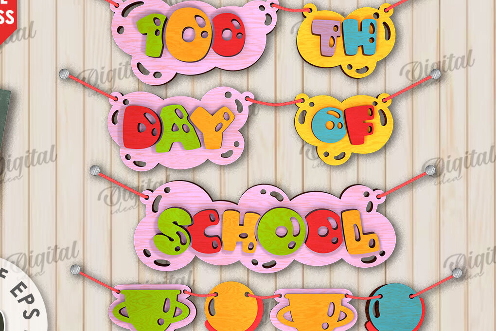 Intra απο ξύλο plywood 3mm-4mm πάχος 100th Days of School Δίασταση 30x20 cm INTRAFABR-111679203 - Image 7