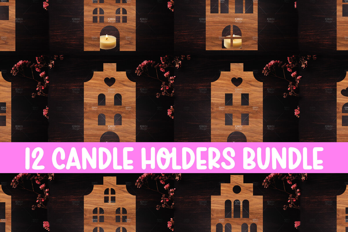 Intra απο ξύλο plywood 3mm-4mm πάχος 12 3D House Χριστουγεννιάτικο Κηροπήγιο Δίασταση 15x15 cm INTRAFABR-122817972