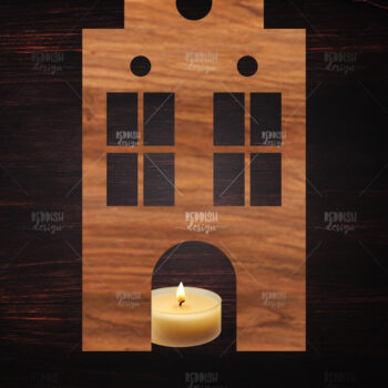 Intra απο ξύλο plywood 3mm-4mm πάχος 12 3D House Χριστουγεννιάτικο Κηροπήγιο Δίασταση 15x15 cm INTRAFABR-122817972 - Image 7