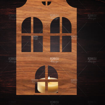 Intra απο ξύλο plywood 3mm-4mm πάχος 12 3D House Χριστουγεννιάτικο Κηροπήγιο Δίασταση 15x15 cm INTRAFABR-122817972 - Image 8