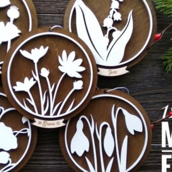 Intra απο ξύλο plywood 3mm-4mm πάχος Στολίδια λουλουδιών 12 Μήνα Γέννησης Δίασταση 10x10 cm INTRAFABR-33914581 - Image 1