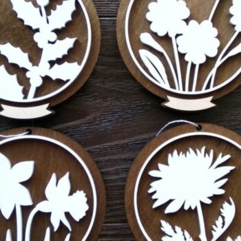 Intra απο ξύλο plywood 3mm-4mm πάχος Στολίδια λουλουδιών 12 Μήνα Γέννησης Δίασταση 10x10 cm INTRAFABR-33914581 - Image 2