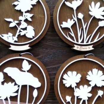 Intra απο ξύλο plywood 3mm-4mm πάχος Στολίδια λουλουδιών 12 Μήνα Γέννησης Δίασταση 10x10 cm INTRAFABR-33914581 - Image 3