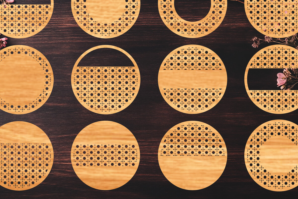 Intra απο ξύλο plywood 3mm-4mm πάχος 12 Boho Rattan Round Sign Cut  Δίασταση 30x20 cm INTRAFABR-123095155