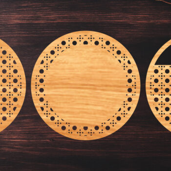 Intra απο ξύλο plywood 3mm-4mm πάχος 12 Boho Rattan Round Sign Cut  Δίασταση 30x20 cm INTRAFABR-123095155 - Image 3