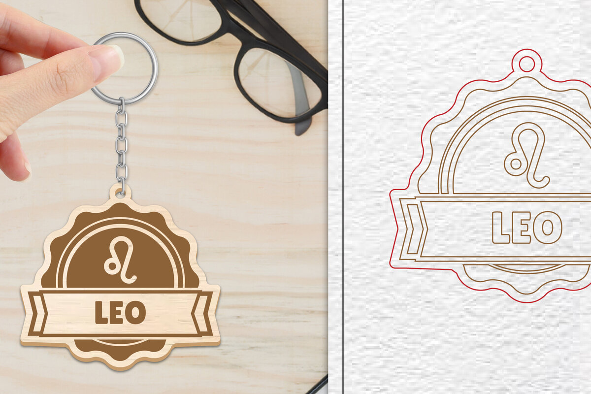 Intra απο ξύλο plywood 3mm-4mm πάχος 12 Σχέδιο Zodiac Keychain Δίασταση 6x6 cm INTRAFABR-102145029 - Image 6