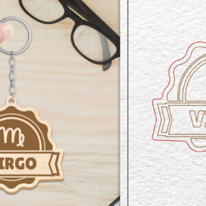 Intra απο ξύλο plywood 3mm-4mm πάχος 12 Σχέδιο Zodiac Keychain Δίασταση 6x6 cm INTRAFABR-102145029 - Image 7