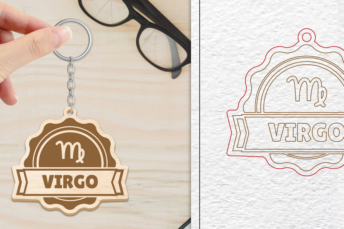 Intra απο ξύλο plywood 3mm-4mm πάχος 12 Σχέδιο Zodiac Keychain Δίασταση 6x6 cm INTRAFABR-102145029 - Image 7