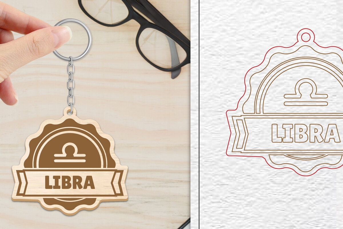 Intra απο ξύλο plywood 3mm-4mm πάχος 12 Σχέδιο Zodiac Keychain Δίασταση 6x6 cm INTRAFABR-102145029 - Image 8