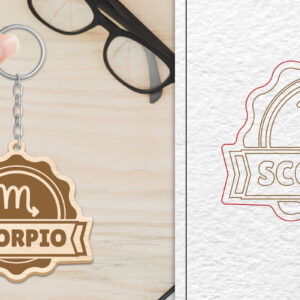 Intra απο ξύλο plywood 3mm-4mm πάχος 12 Σχέδιο Zodiac Keychain Δίασταση 6x6 cm INTRAFABR-102145029 - Image 9