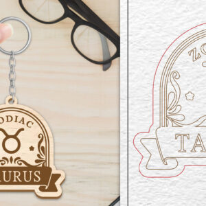 Intra απο ξύλο plywood 3mm-4mm πάχος 12 Σχέδιο Zodiac Keychain Δίασταση 6x6 cm INTRAFABR-102168470 - Image 3