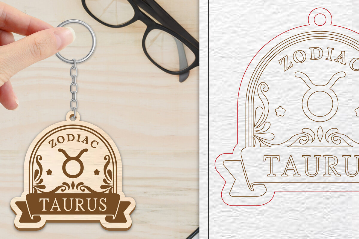 Intra απο ξύλο plywood 3mm-4mm πάχος 12 Σχέδιο Zodiac Keychain Δίασταση 6x6 cm INTRAFABR-102168470 - Image 3