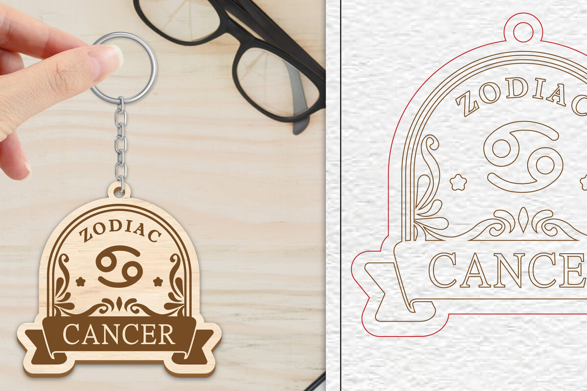 Intra απο ξύλο plywood 3mm-4mm πάχος 12 Σχέδιο Zodiac Keychain Δίασταση 6x6 cm INTRAFABR-102168470 - Image 5