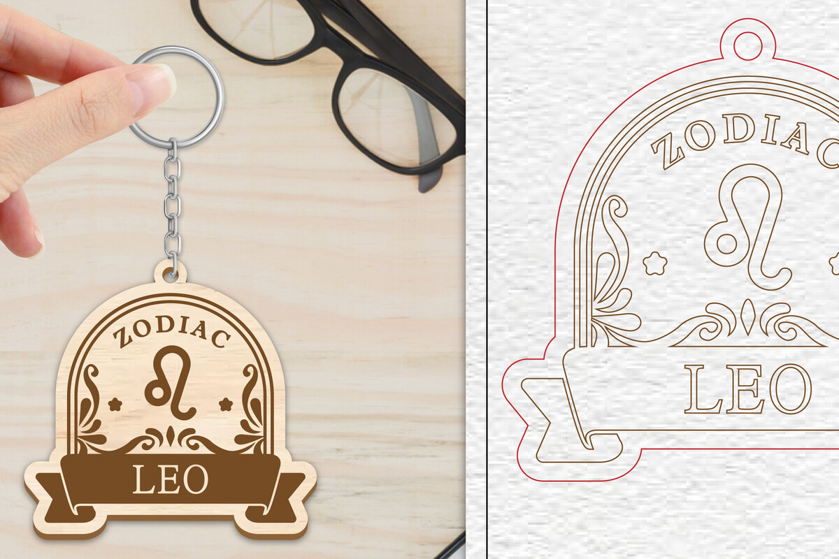 Intra απο ξύλο plywood 3mm-4mm πάχος 12 Σχέδιο Zodiac Keychain Δίασταση 6x6 cm INTRAFABR-102168470 - Image 6
