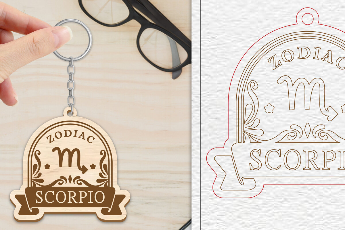 Intra απο ξύλο plywood 3mm-4mm πάχος 12 Σχέδιο Zodiac Keychain Δίασταση 6x6 cm INTRAFABR-102168470 - Image 9