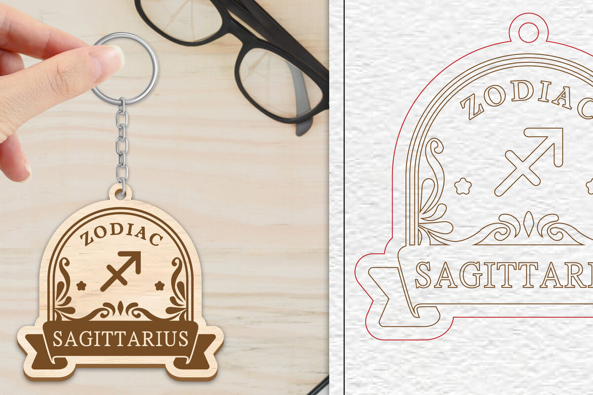 Intra απο ξύλο plywood 3mm-4mm πάχος 12 Σχέδιο Zodiac Keychain Δίασταση 6x6 cm INTRAFABR-102168470 - Image 10