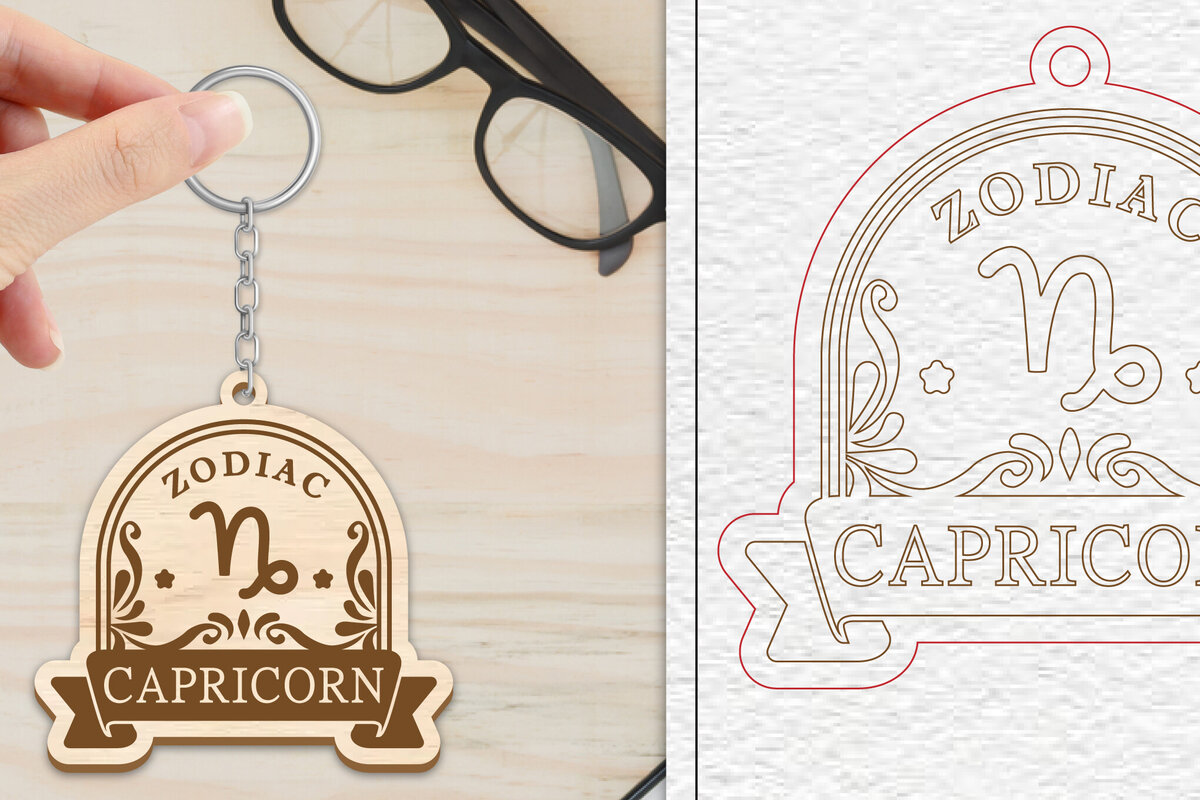 Intra απο ξύλο plywood 3mm-4mm πάχος 12 Σχέδιο Zodiac Keychain Δίασταση 6x6 cm INTRAFABR-102168470 - Image 11