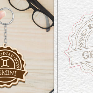 Intra απο ξύλο plywood 3mm-4mm πάχος 12 Σχέδιο Zodiac Keychain Δίασταση 6x6 cm INTRAFABR-102216496 - Image 4