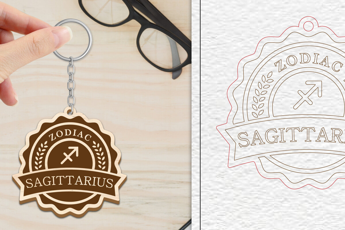 Intra απο ξύλο plywood 3mm-4mm πάχος 12 Σχέδιο Zodiac Keychain Δίασταση 6x6 cm INTRAFABR-102216496 - Image 10