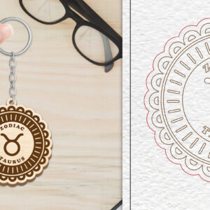 Intra απο ξύλο plywood 3mm-4mm πάχος 12 Σχέδιο Zodiac Keychain Δίασταση 6x6 cm INTRAFABR-102289537 - Image 4