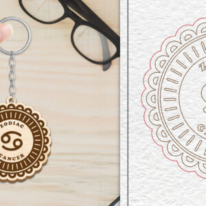 Intra απο ξύλο plywood 3mm-4mm πάχος 12 Σχέδιο Zodiac Keychain Δίασταση 6x6 cm INTRAFABR-102289537 - Image 6