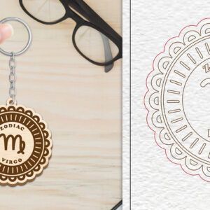 Intra απο ξύλο plywood 3mm-4mm πάχος 12 Σχέδιο Zodiac Keychain Δίασταση 6x6 cm INTRAFABR-102289537 - Image 8