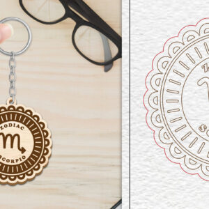 Intra απο ξύλο plywood 3mm-4mm πάχος 12 Σχέδιο Zodiac Keychain Δίασταση 6x6 cm INTRAFABR-102289537 - Image 10