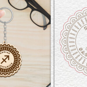 Intra απο ξύλο plywood 3mm-4mm πάχος 12 Σχέδιο Zodiac Keychain Δίασταση 6x6 cm INTRAFABR-102289537 - Image 11