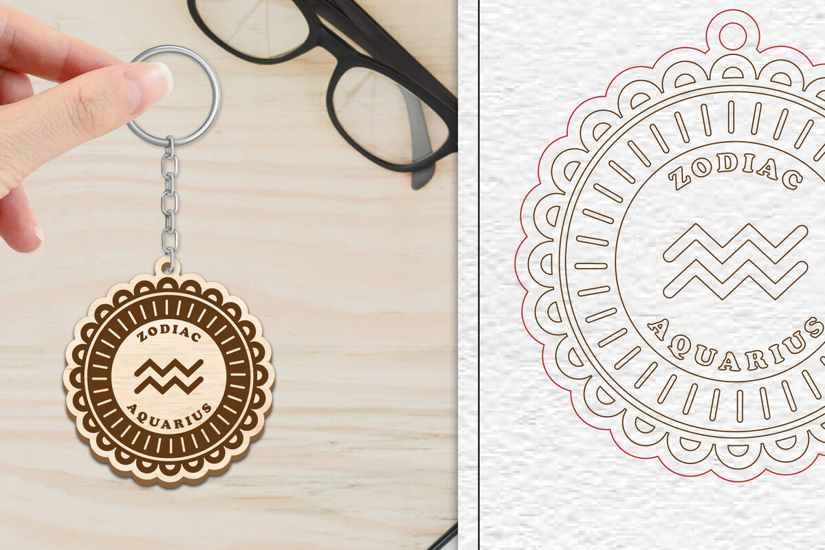 Intra απο ξύλο plywood 3mm-4mm πάχος 12 Σχέδιο Zodiac Keychain Δίασταση 6x6 cm INTRAFABR-102289537 - Image 13