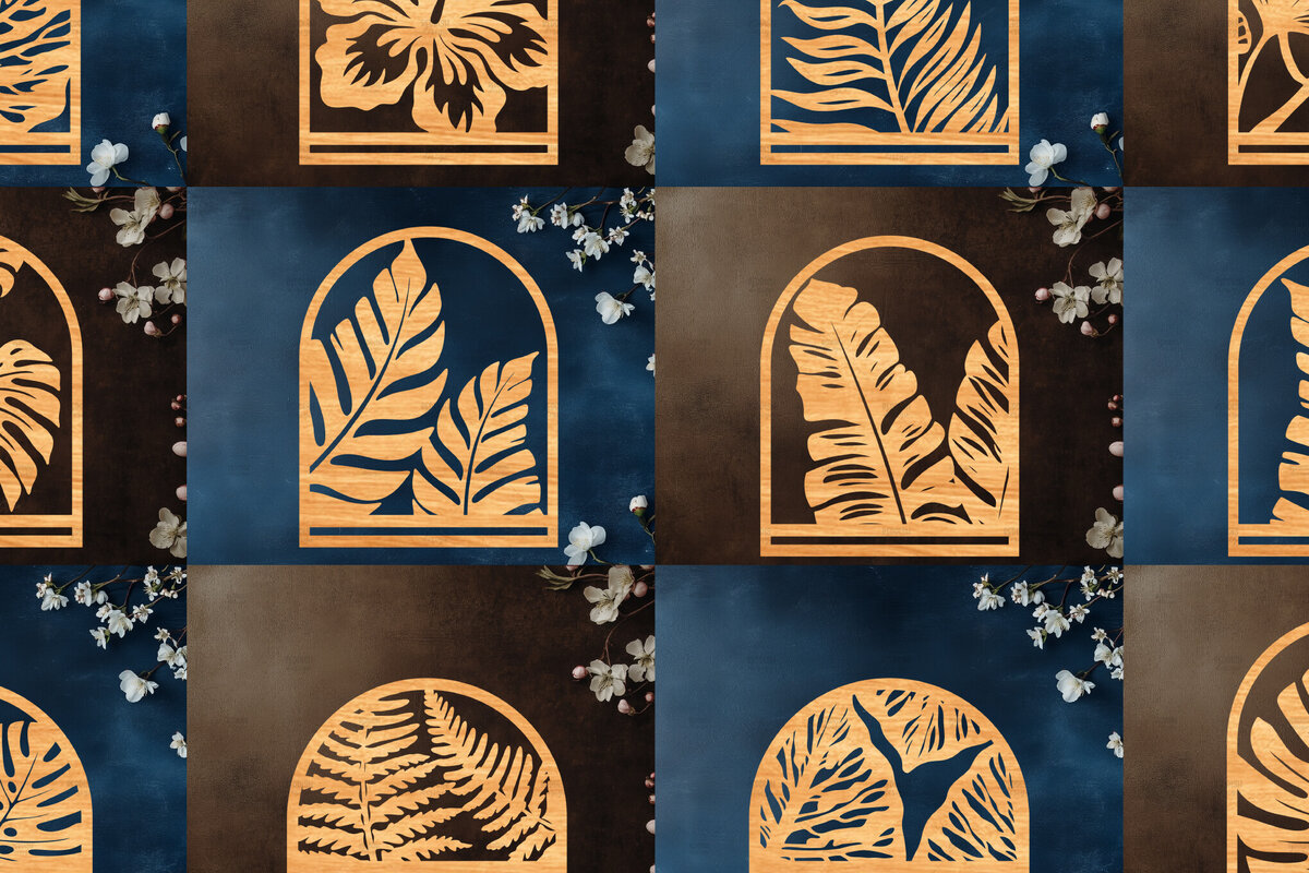 Intra απο ξύλο plywood 3mm-4mm πάχος 12 Tropical Macrame Holder Cut  Δίασταση 15x15 cm INTRAFABR-122193409