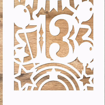 Intra απο ξύλο plywood 3mm-4mm πάχος 13η κάρτα γενεθλίων εφήβων Δίασταση 15x15 cm INTRAFABR-106650848 - Image 2