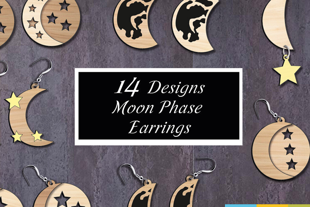 Intra απο ξύλο plywood 3mm-4mm πάχος 14 Moon Phases Earrings Αξεσουάρ Δίασταση 1x1 cm INTRAFABR-105821236 - Image 1
