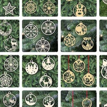 Intra απο ξύλο plywood 3mm-4mm πάχος 140 τμχ Χριστουγεννιάτικο Στολίδι Δέντρο Δίασταση 3x3 cm INTRAFABR-35441407 - Image 2