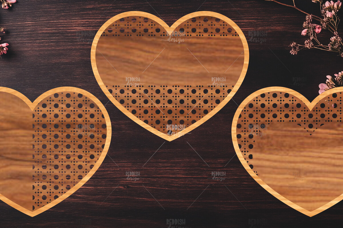 Intra απο ξύλο plywood 3mm-4mm πάχος 15 Boho Rattan Hearts Δίασταση 15x15 cm INTRAFABR-123025040 - Image 4
