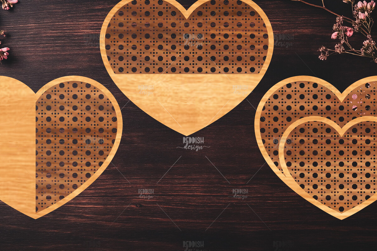 Intra απο ξύλο plywood 3mm-4mm πάχος 15 Boho Rattan Hearts Δίασταση 15x15 cm INTRAFABR-123025040 - Image 6