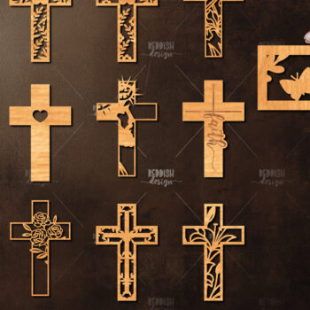 Intra απο ξύλο plywood 3mm-4mm πάχος 15 Christian Cross Silhouette, Δίασταση 15x15 cm INTRAFABR-118679196 - Image 1
