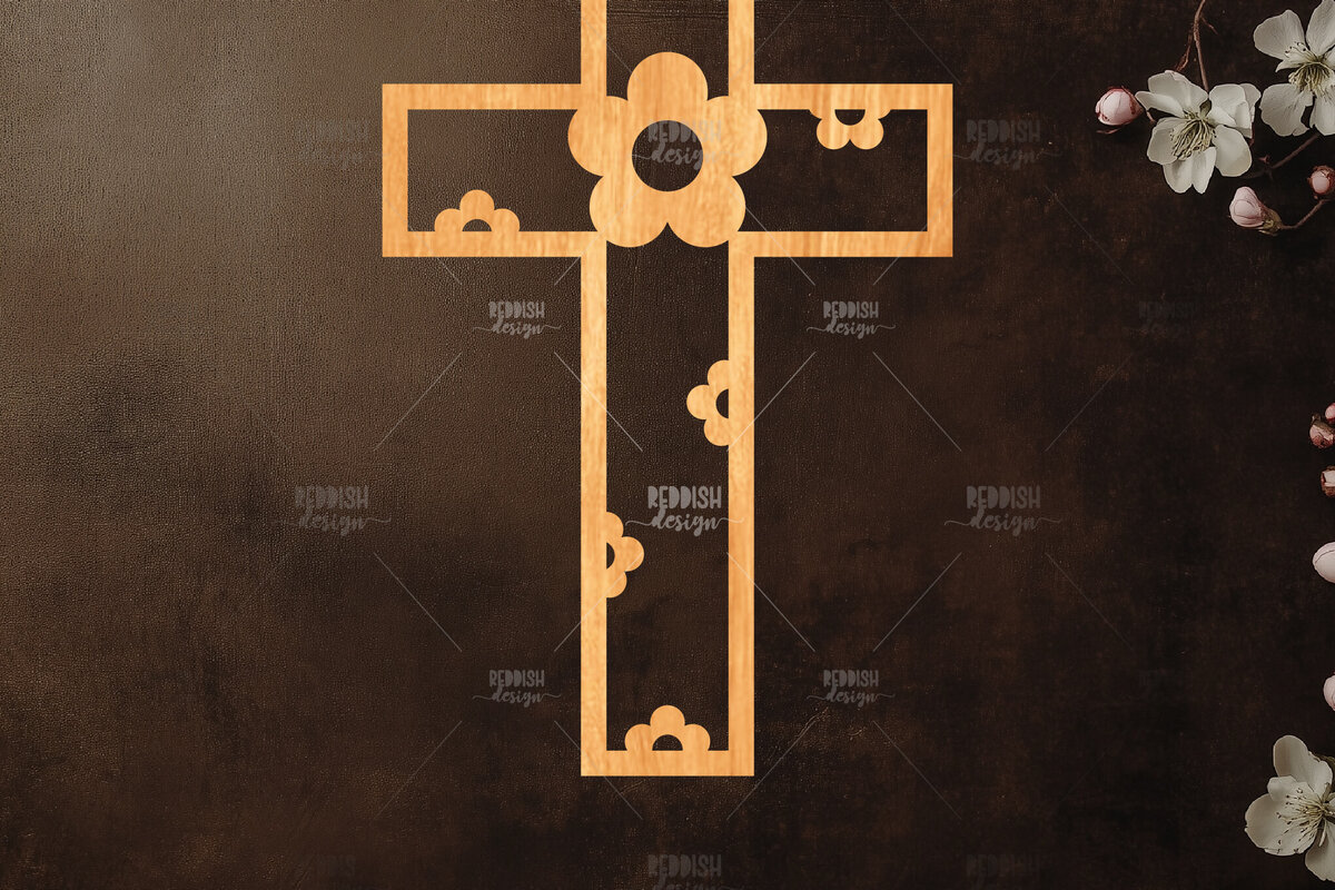 Intra απο ξύλο plywood 3mm-4mm πάχος 15 Christian Cross Silhouette, Δίασταση 15x15 cm INTRAFABR-118679196 - Image 3