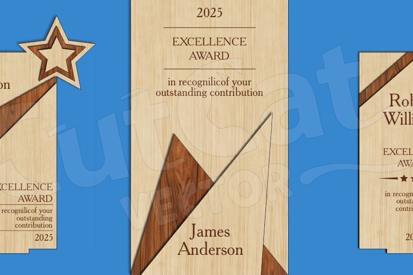 Intra απο ξύλο plywood 3mm-4mm πάχος 15 Μοναδικά Βραβεία Αριστείας Δίασταση 30x20 cm INTRAFABR-119110271