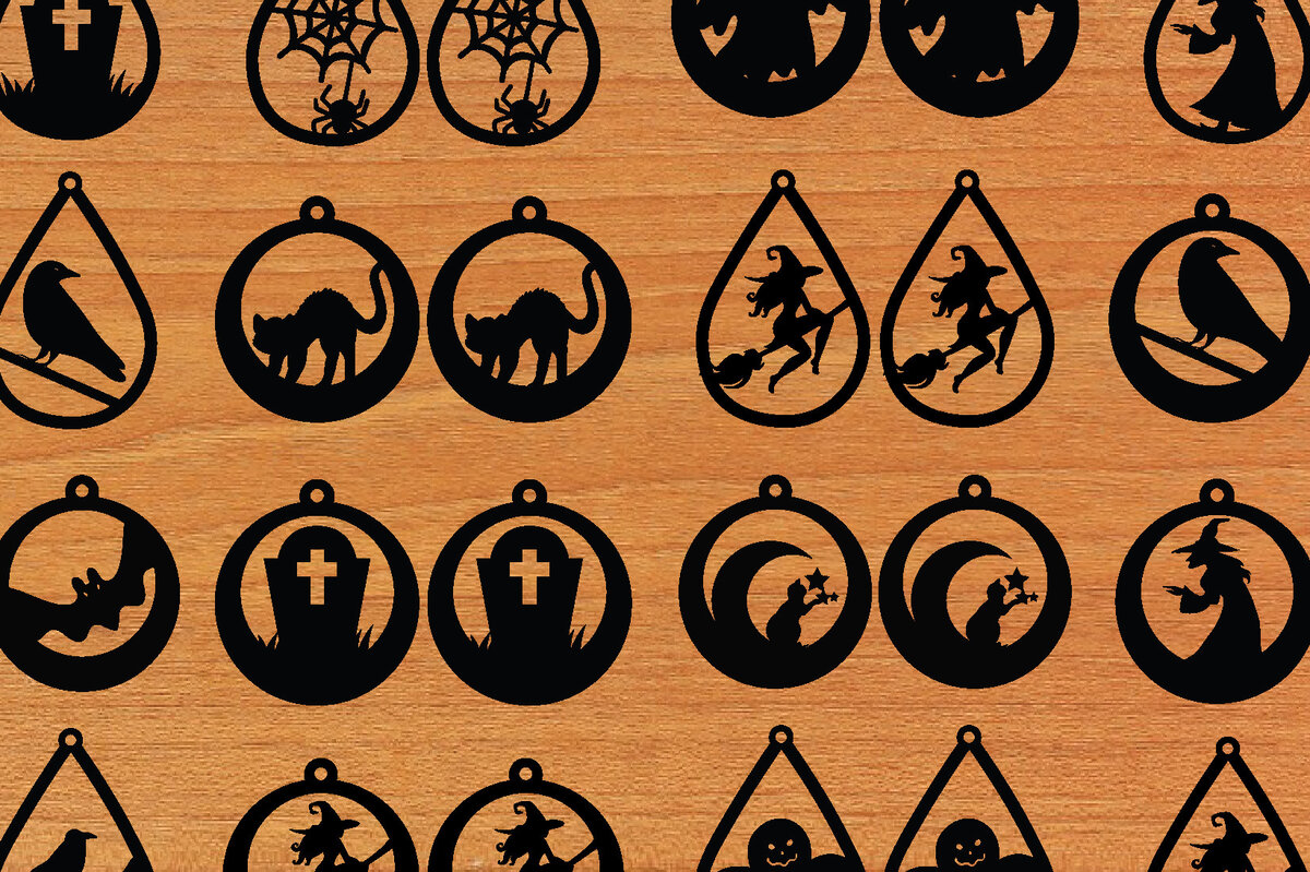 Intra απο ξύλο plywood 3mm-4mm πάχος 15 Ξύλινα Σκουλαρίκια Halloween Cut  Δίασταση 3x3 cm INTRAFABR-74957901 - Image 2