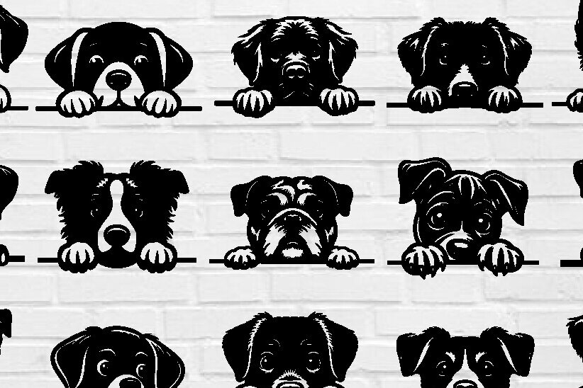 Intra απο ξύλο plywood 3mm-4mm πάχος 15-PEEKING DOG Cut  Δίασταση 40x40 cm INTRAFABR-97176390