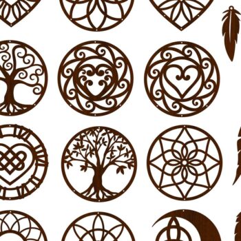 Intra απο ξύλο plywood 3mm-4mm πάχος 16 Dreamcatcher Design Cut  Δίασταση 15x15 cm INTRAFABR-68418687 - Image 2