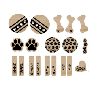 Intra απο ξύλο plywood 3mm-4mm πάχος 16 Par of Dog Paw Earrings Δίασταση 3x3 cm INTRAFABR-9172701