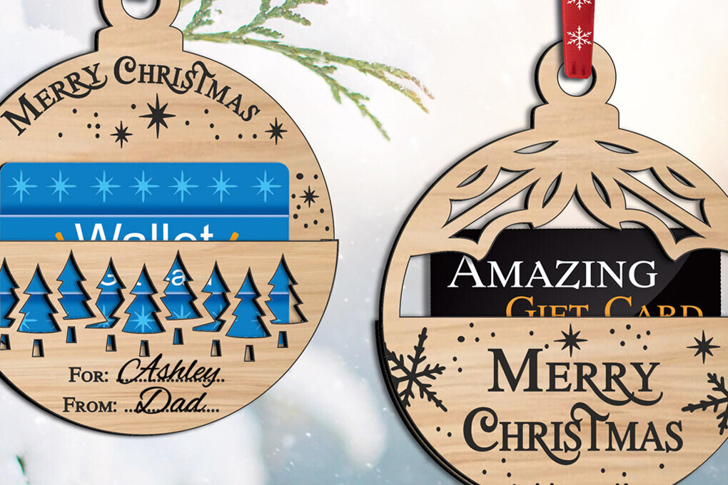 Intra απο ξύλο plywood 3mm-4mm πάχος 2 Κάτοχοι χρημάτων για δωροκάρτες Χριστουγεννιάτικων Μπαλών Δίασταση 4x4 cm INTRAFABR-106132528