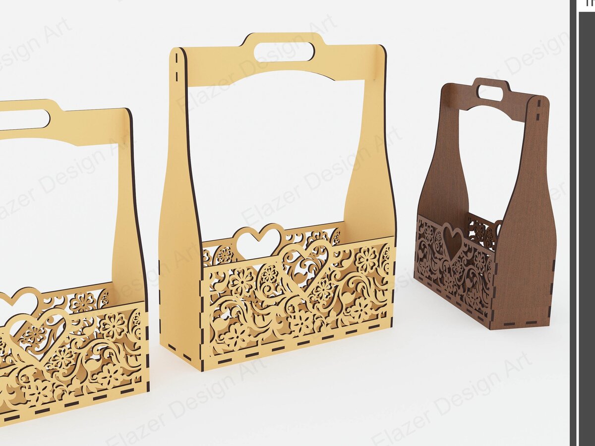 Intra απο ξύλο plywood 3mm-4mm πάχος 2 Διακοσμητικό Καλάθι Διαφορετικών Μεγεθών Δίασταση 15x15 cm INTRAFABR-72392516