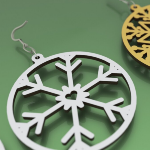 Intra απο ξύλο plywood 3mm-4mm πάχος 2 τεμάχια Σκουλαρίκια Heart Snowflake, κομμένα Δίασταση 3x3 cm INTRAFABR-80008062