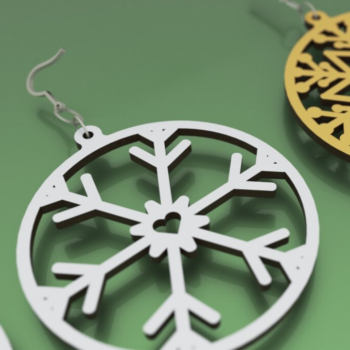 Intra απο ξύλο plywood 3mm-4mm πάχος 2 τεμάχια Σκουλαρίκια Heart Snowflake, κομμένα Δίασταση 3x3 cm INTRAFABR-80008062 - Image 1