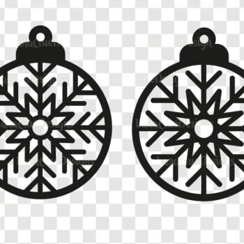 Intra απο ξύλο plywood 3mm-4mm πάχος 2 Στρογγυλά χριστουγεννιάτικα στολίδια με νιφάδες χιονιού Δίασταση 8x8 cm INTRAFABR-108661848 - Image 2