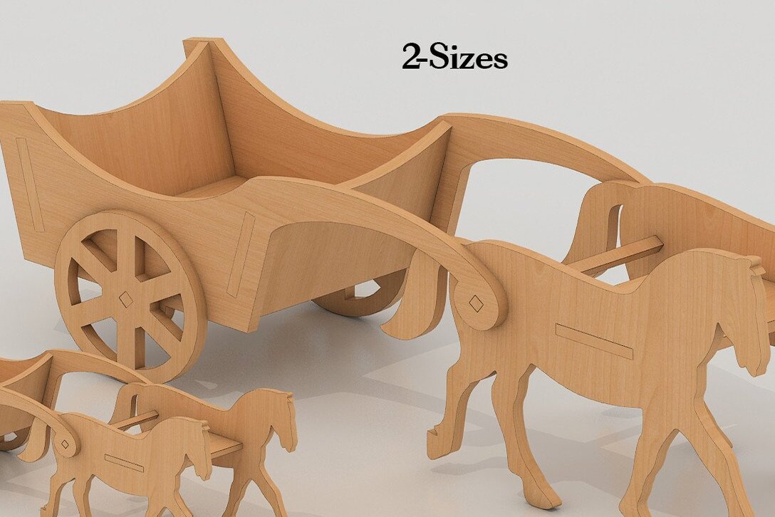 Intra απο ξύλο plywood 3mm-4mm πάχος Σχέδιο καροτσιού αλόγων Βρετανίας 2 μεγεθών Δίασταση 30x20 cm INTRAFABR-42952424