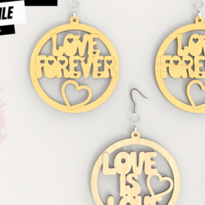 Intra απο ξύλο plywood 3mm-4mm πάχος 2 Style Love Earrings, ting Δίασταση 3x3 cm INTRAFABR-107931614